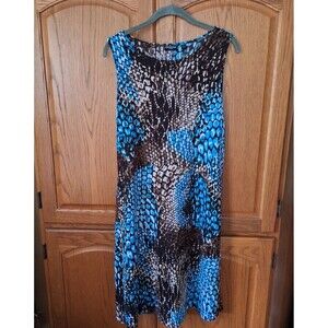 Effortless Style by Citiknits Women Brown Blue Snakeskin Multicolor Dress Small